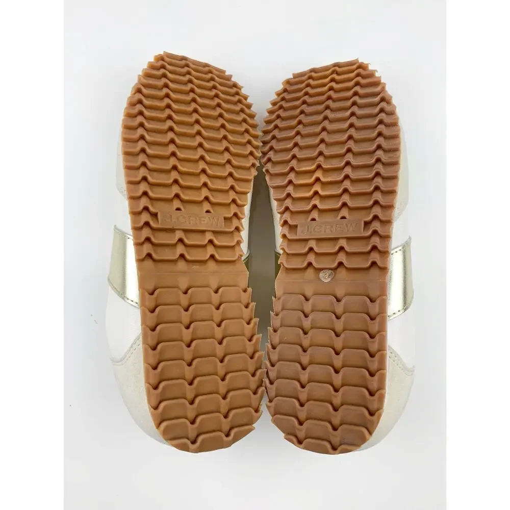 J Crew Trainers Metallic Colorblock Cream Gold Sneakers Retro Casual Women's 10